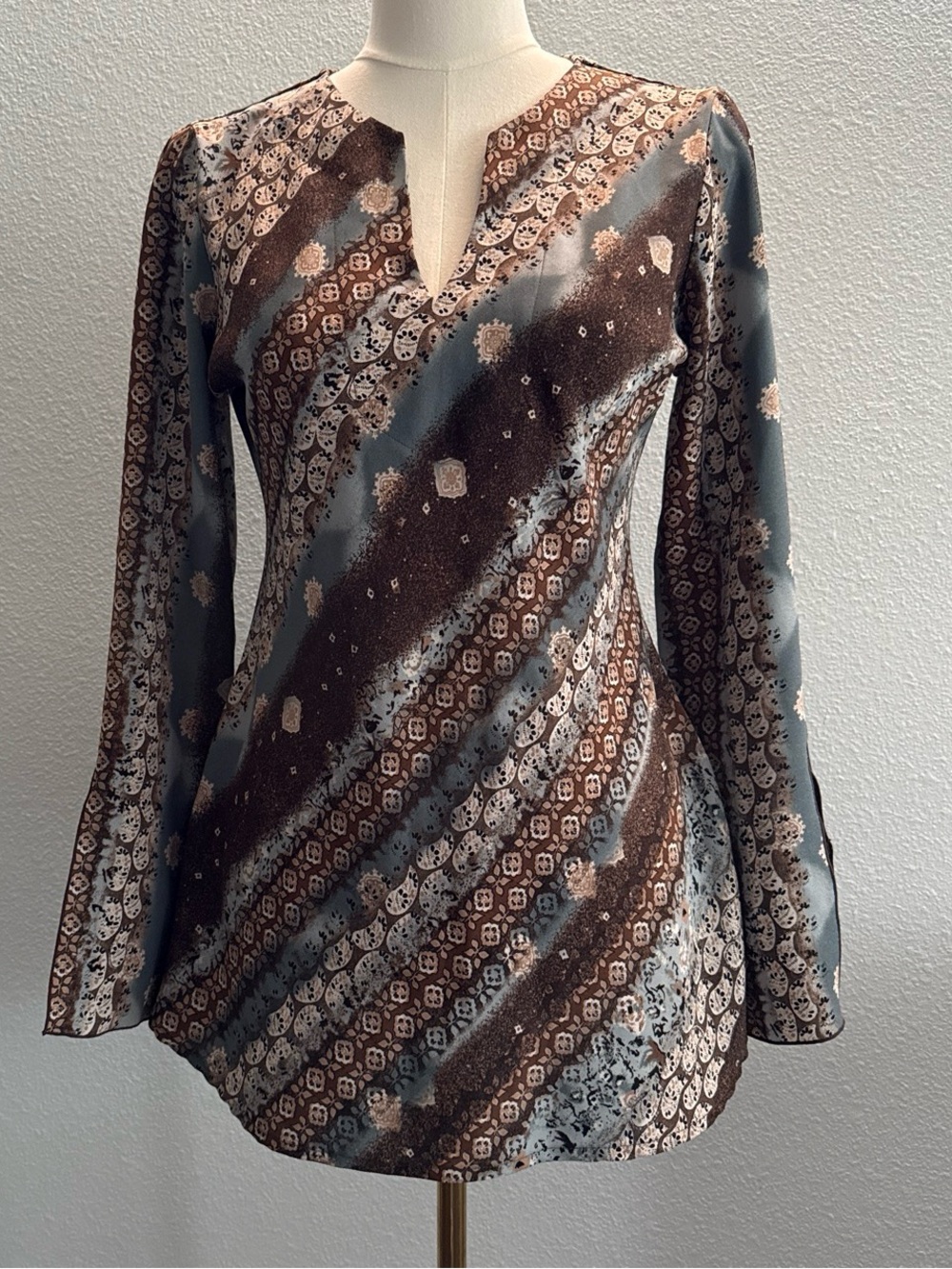 Vintage Giorgio Fiorlini Collection Abstract Bohemian Print 3/4 Sleeve Top Small